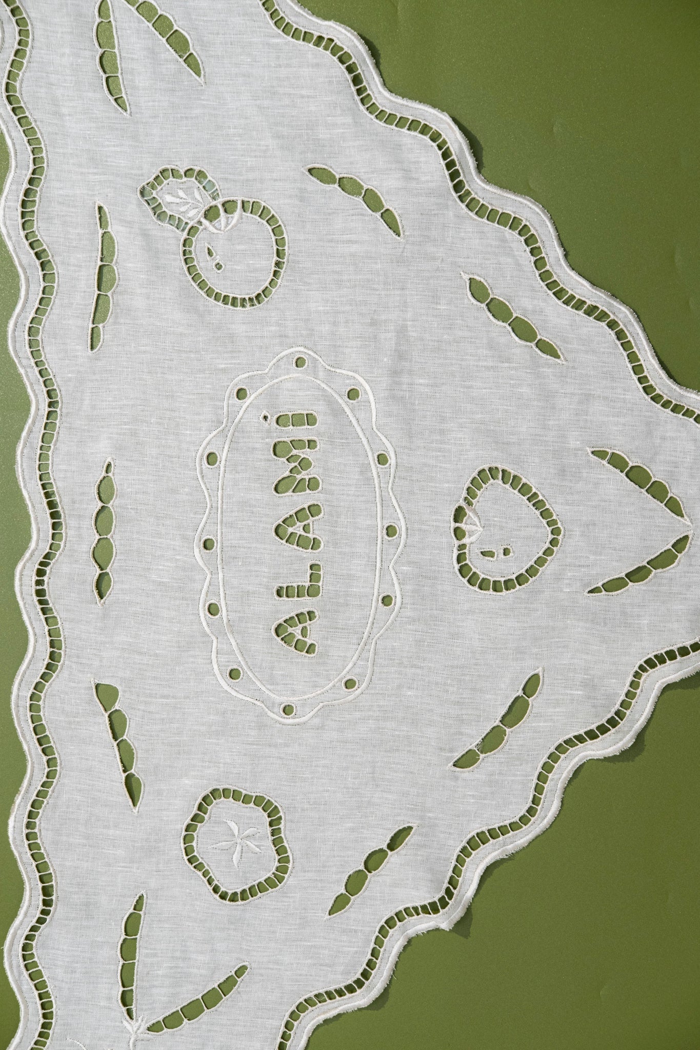 Of-White Tomatoes & Peas Linen Scarf