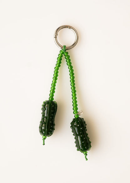Glass Double Pickles Keychain