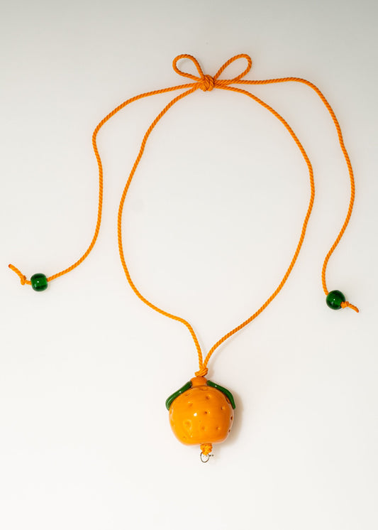 Orange Glass Pendant Necklace