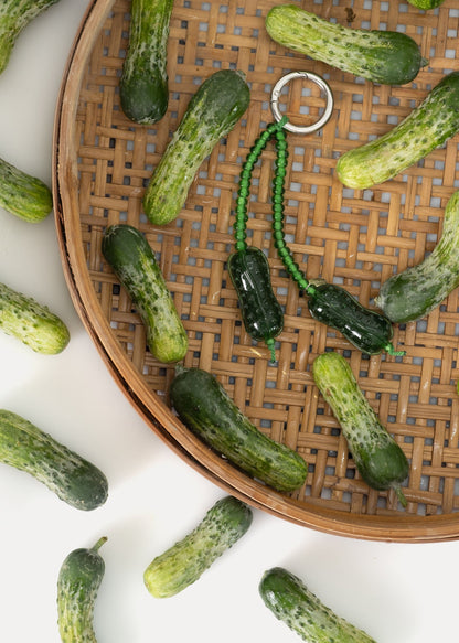 Glass Double Pickles Keychain