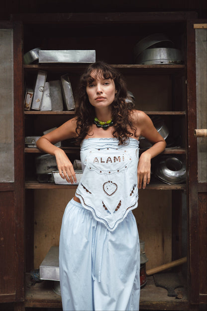 Blue Tomatoes & Peas Cotton Scarf