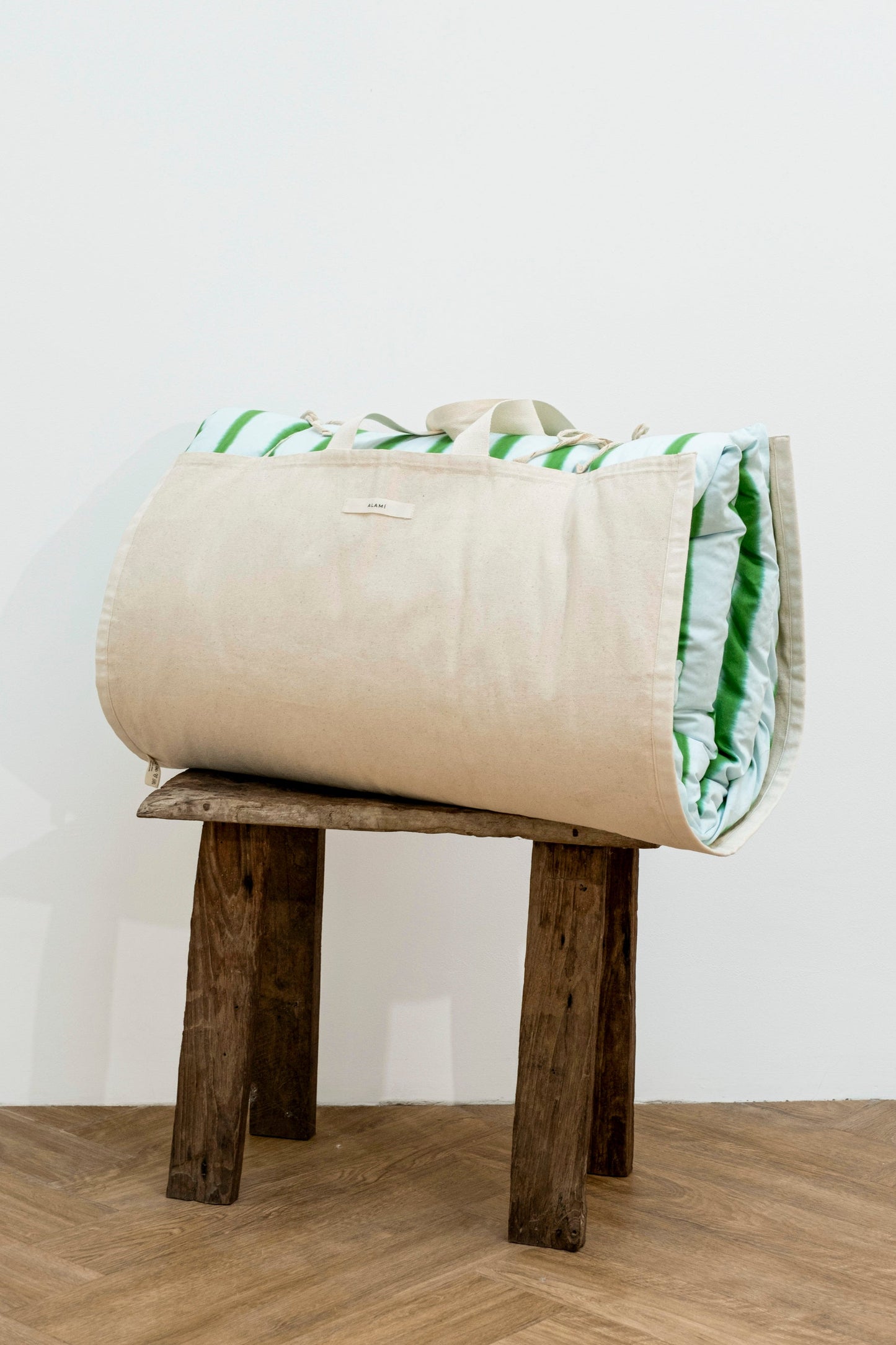 Striped Mattress and Pillow Cover Set Blue Green