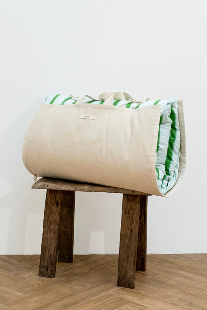 Striped Mattress and Pillow Cover Set Blue Green