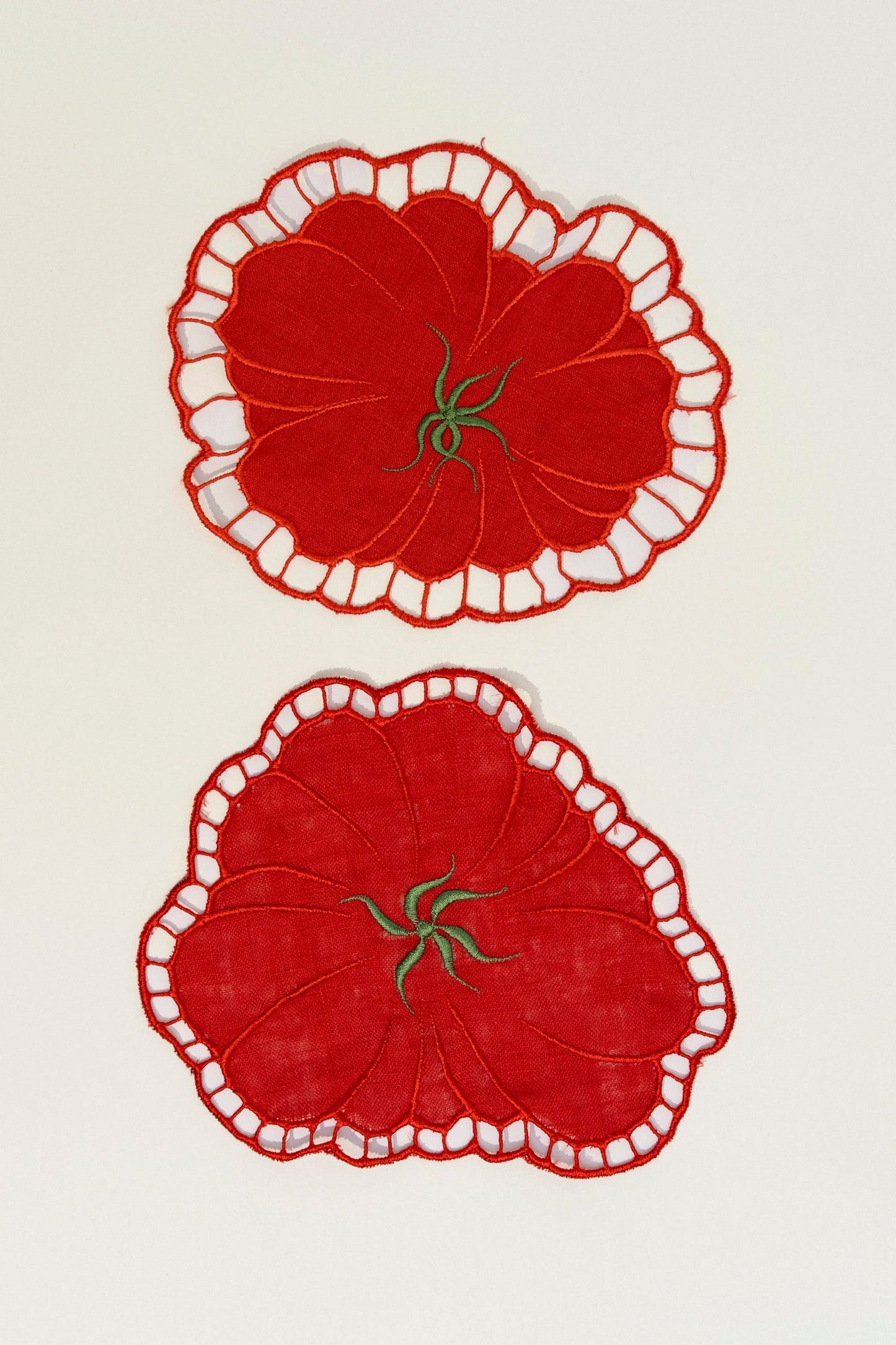 Tomato Linen Coasters — Set of 2