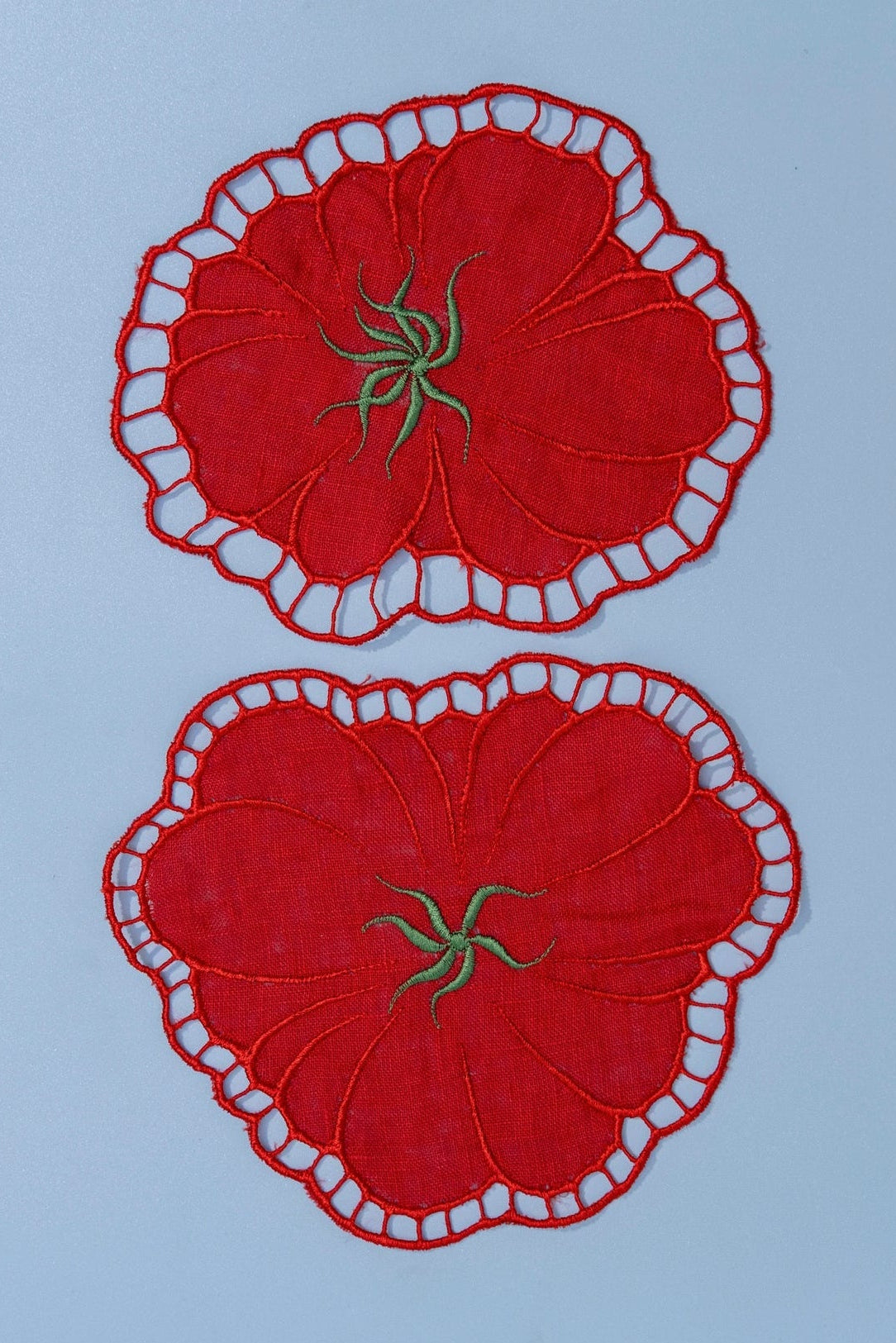 Tomato Linen Coasters — Set of 2