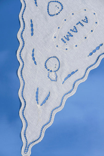 Of-White Tomatoes & Peas Linen Scarf