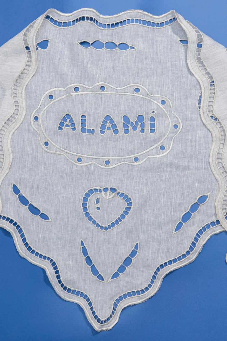 Of-White Tomatoes & Peas Linen Scarf