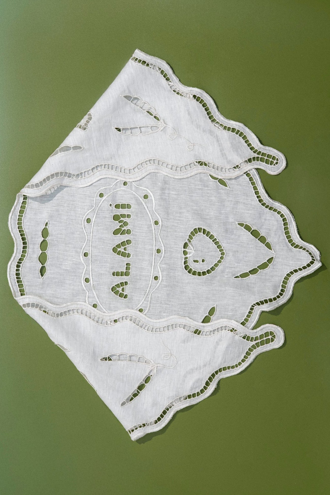 Of-White Tomatoes & Peas Linen Scarf