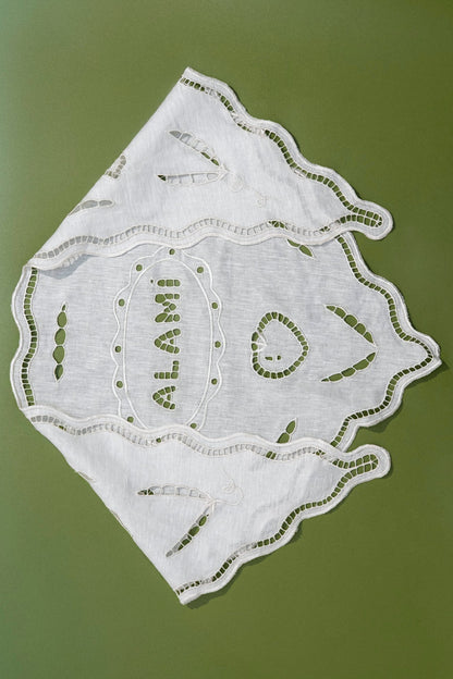 Of-White Tomatoes & Peas Linen Scarf