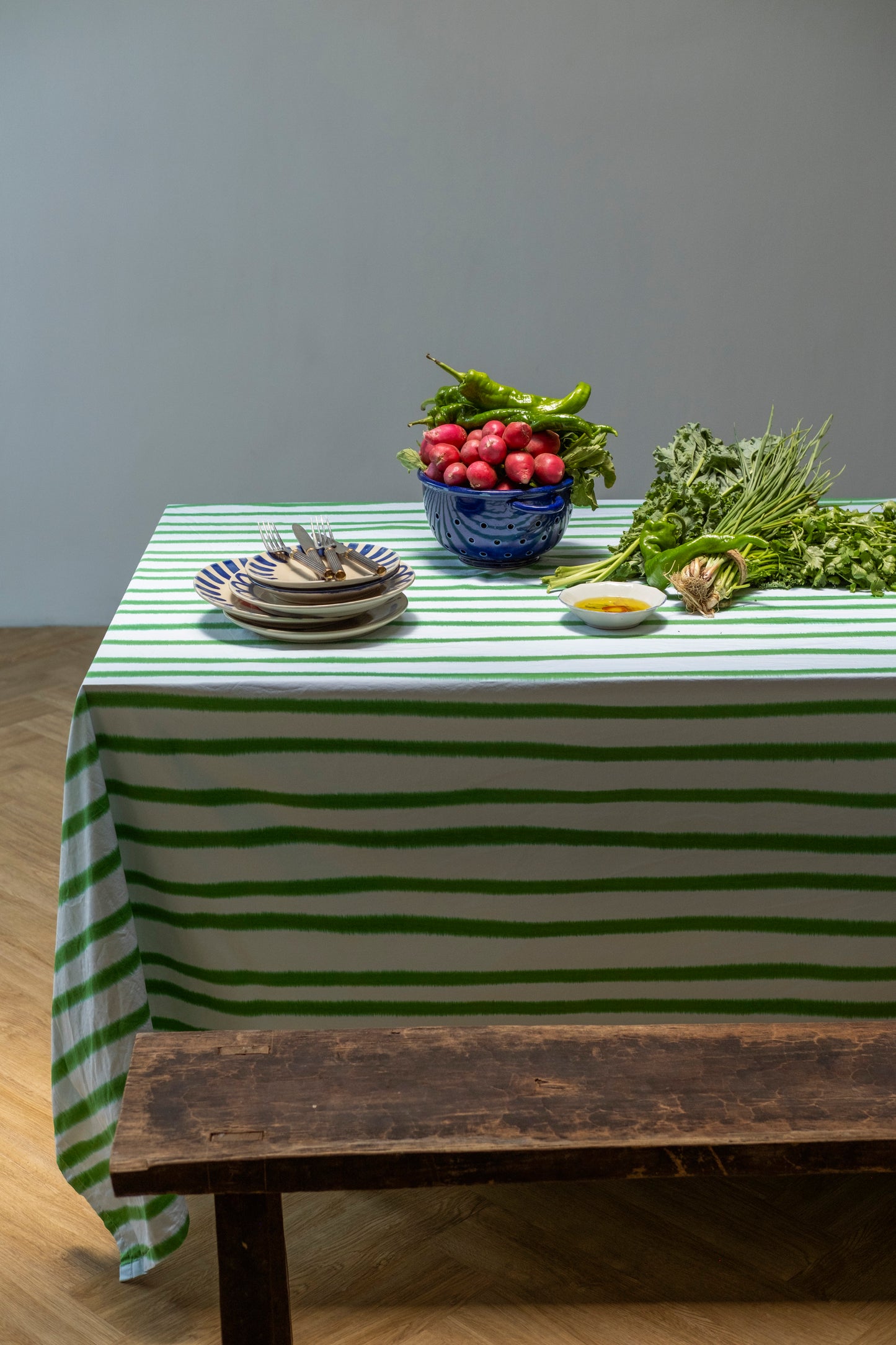 Blue Green Stripes Table Linen