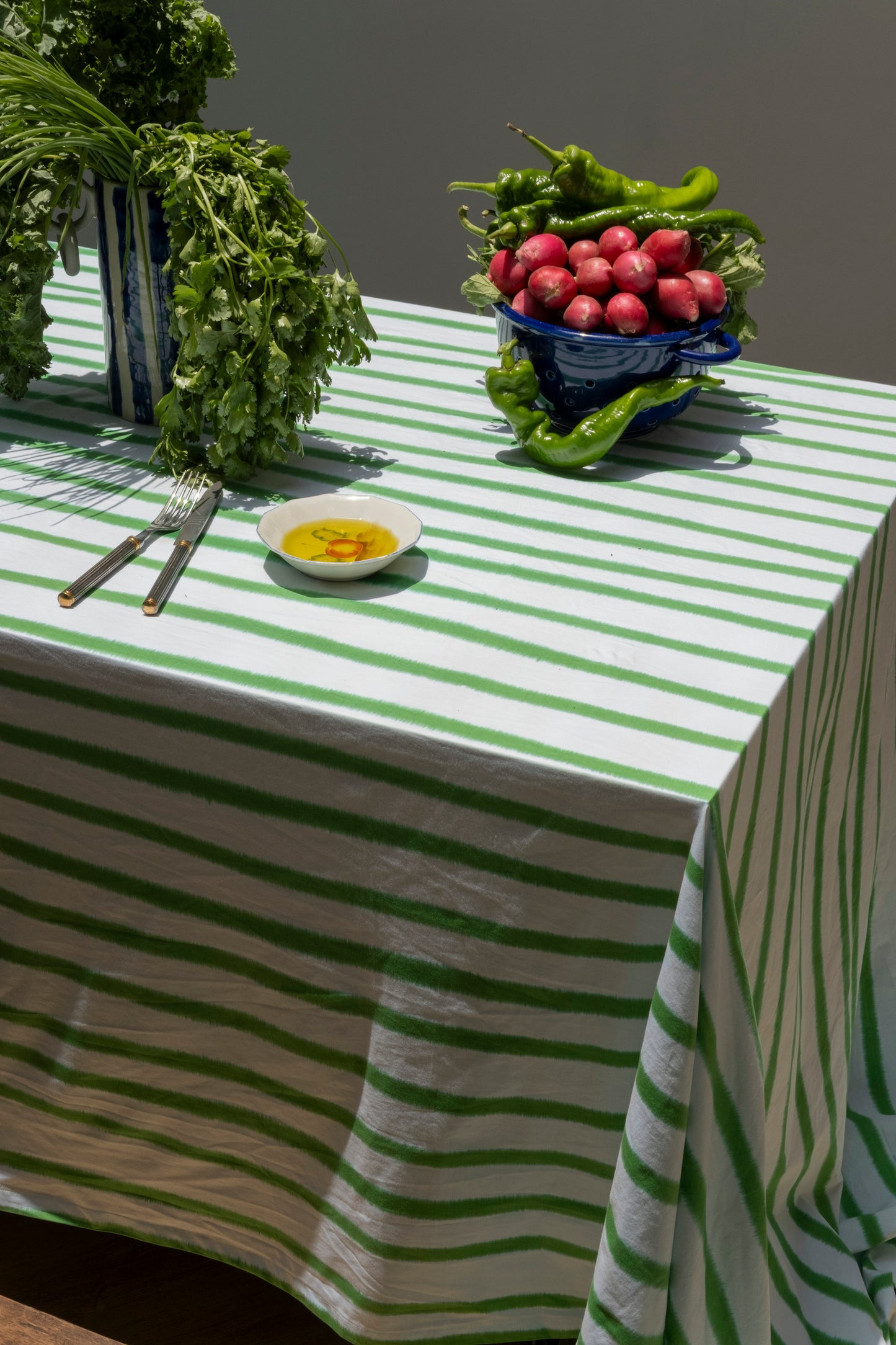 Blue Green Stripes Table Linen