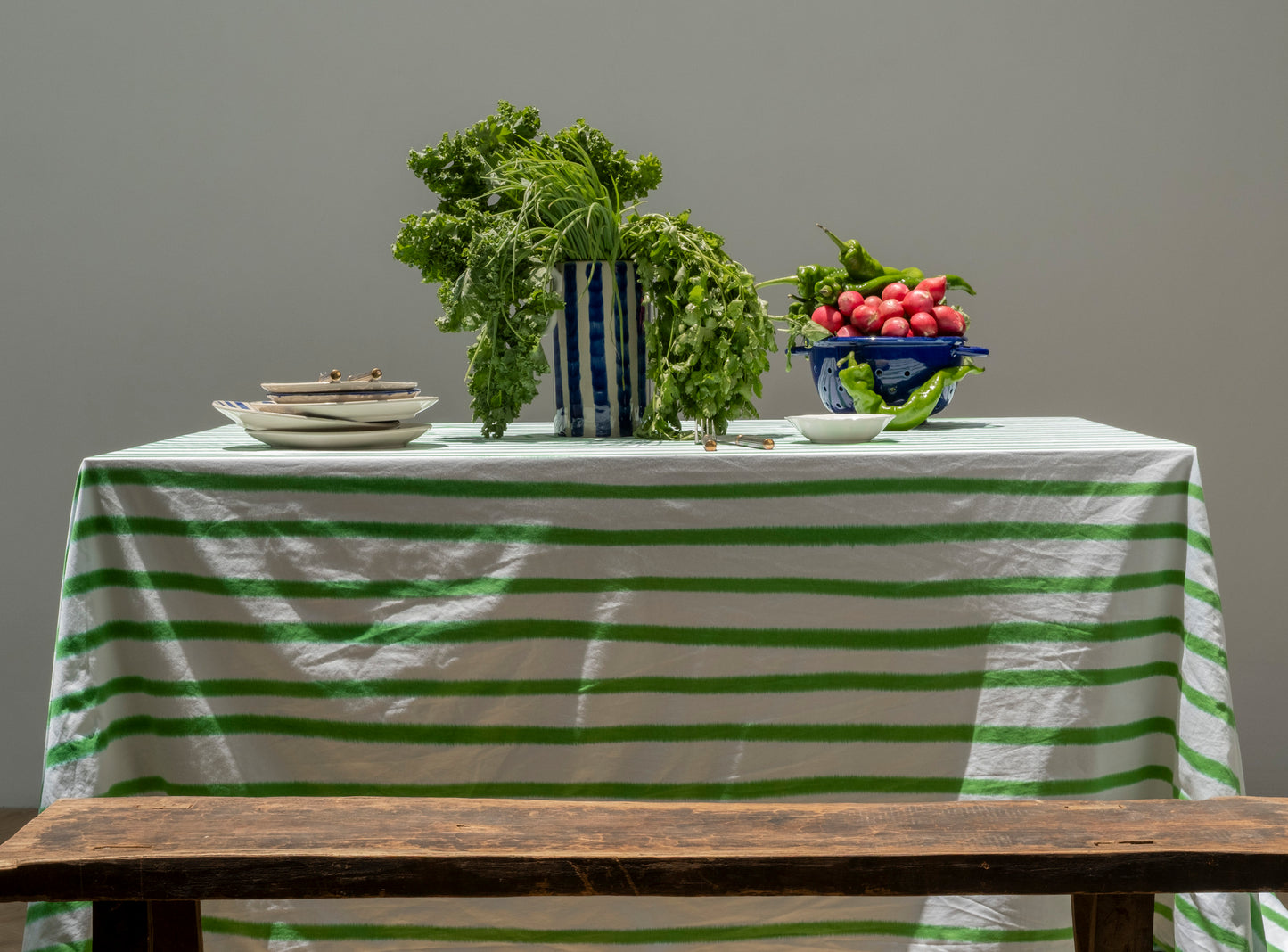Blue Green Stripes Table Linen
