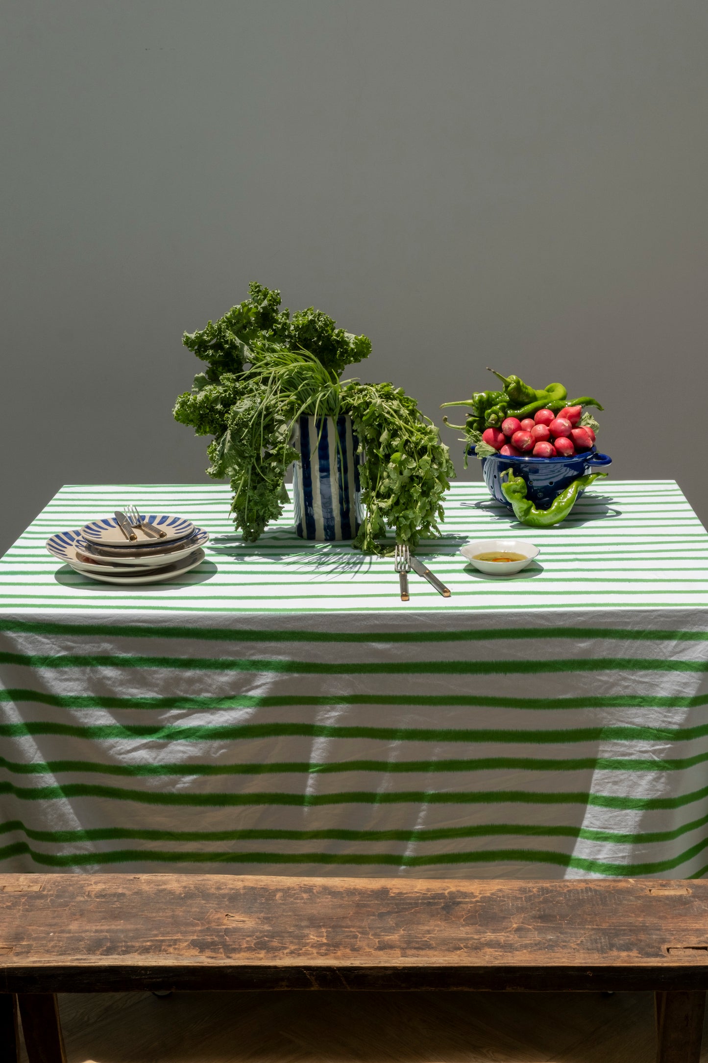 Blue Green Stripes Table Linen