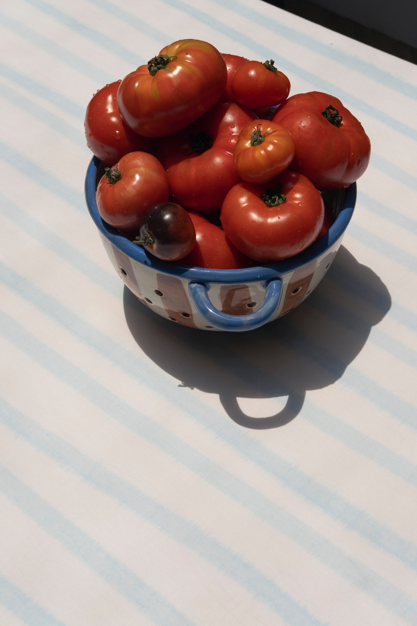 White Blue Stripes Table Linen