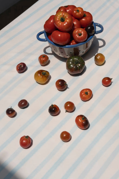 White Blue Stripes Table Linen