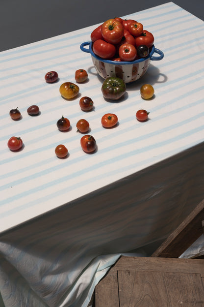 White Blue Stripes Table Linen