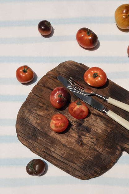 White Blue Stripes Table Linen