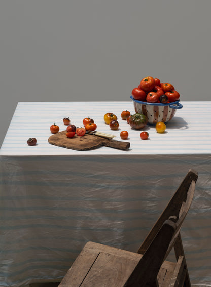 White Blue Stripes Table Linen