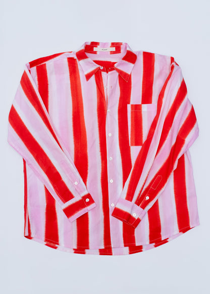 Striped Pink Red Oversized Shirt