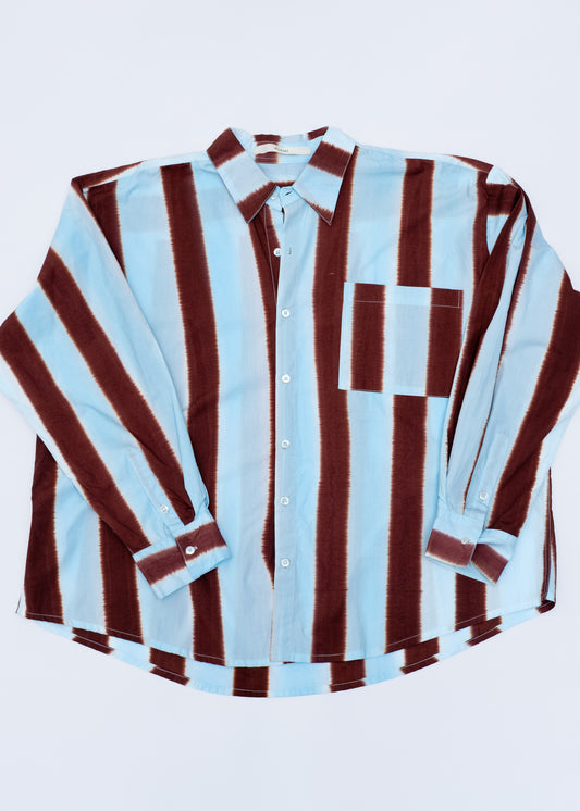 Striped Blue Brown Oversized Shirt