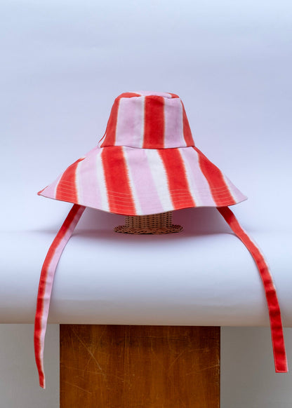 Striped Bucket Hat Pink Red