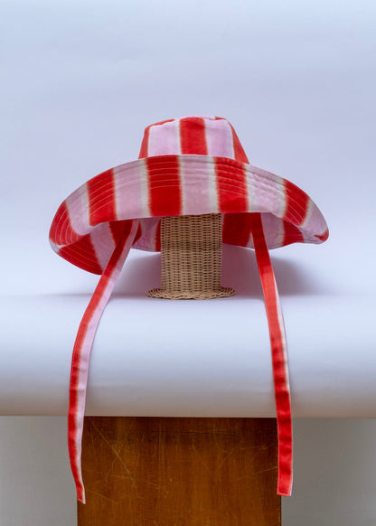 Striped Bucket Hat Pink Red