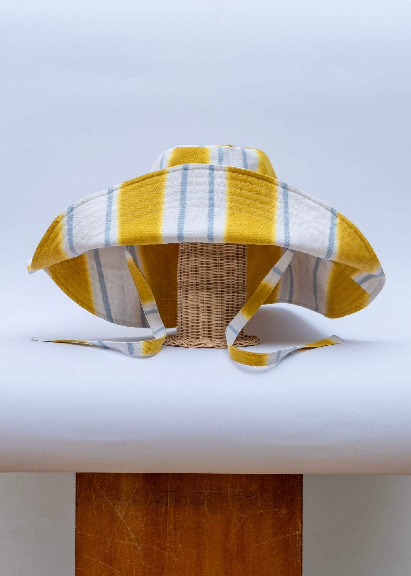 Striped Bucket Hat Mustard Sky Blue
