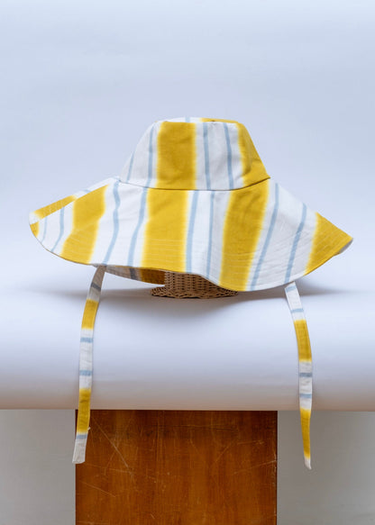 Striped Bucket Hat Mustard Sky Blue