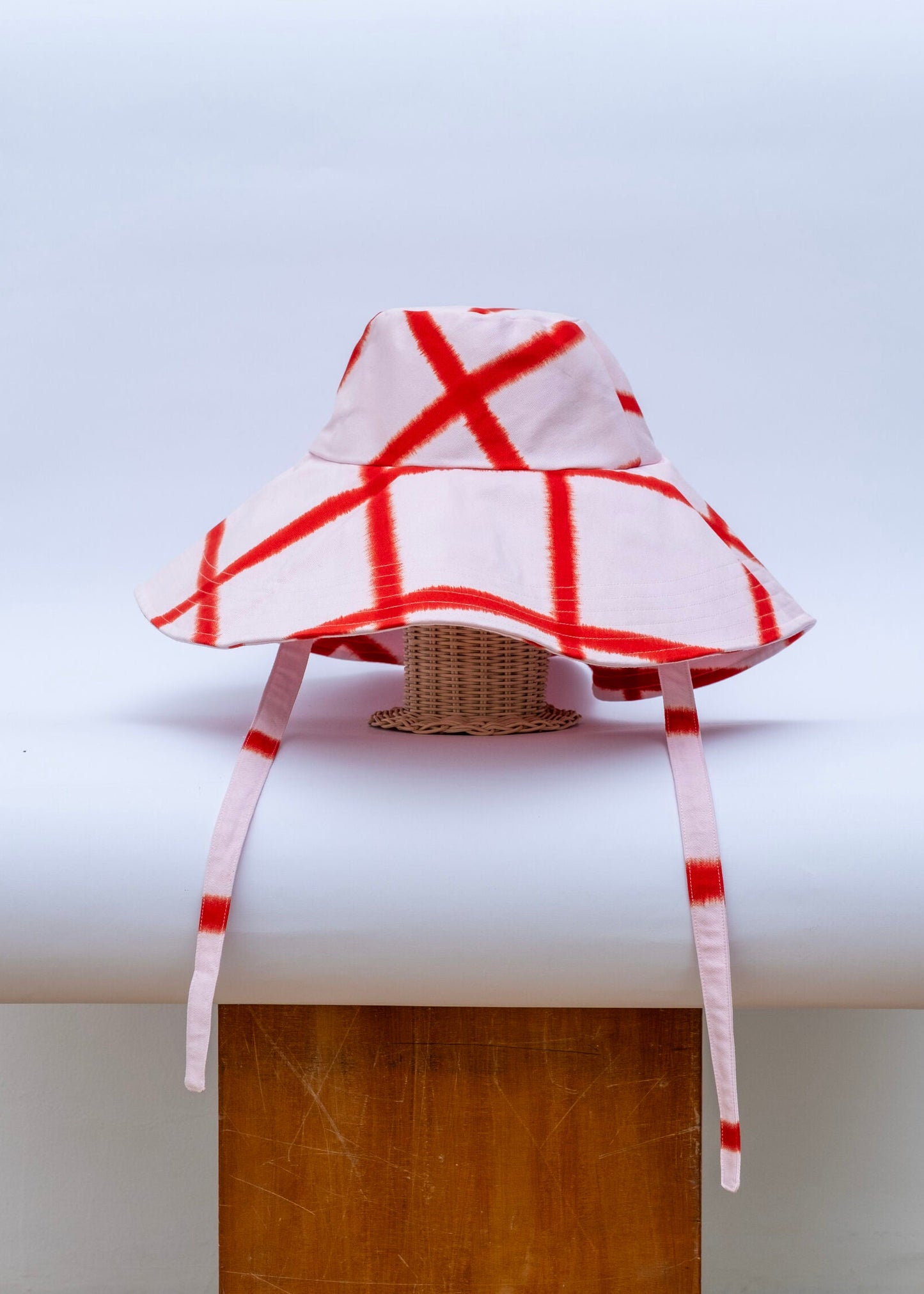 Checkered Bucket Hat Pink Hot Red
