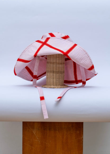 Checkered Bucket Hat Pink Hot Red