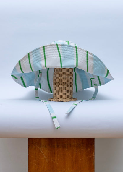 Striped Bucket Hat Green Sky Blue