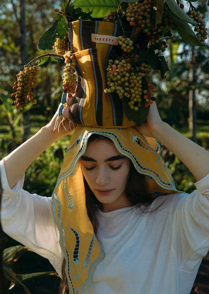 ALAMÍ x MARKÉTT Linen Scarf Mustard Sky Blue